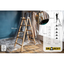 Drevené maliarske štafle 2x5 stupňov obojstranné DRABEST DREW 2x5 PRO