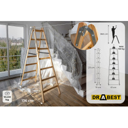 Drevené maliarske štafle 2x7 stupňov obojstranné DRABEST DREW 2x7 PRO