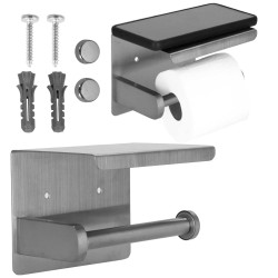 Držiak na toaletný papier s poličkou SPRINGOS HA5200 strieborný