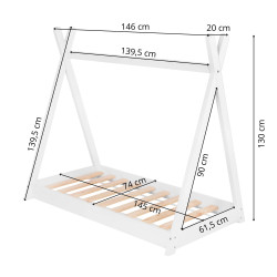 Detská teepee posteľ SPRINGOS TIPI biela
