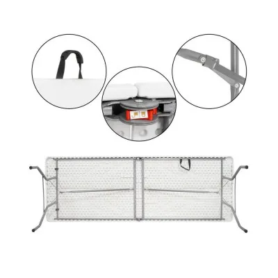 Cateringový stôl skladací 240x75 cm SPRINGOS RAUT GF0050 biely