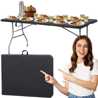 Skladací cateringový stôl 180x75 cm SPRINGOS RAUT GF0056 čierny