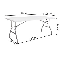 Skladací cateringový stôl 180x74 cm SPRINGOS RAUT GF0108 biely