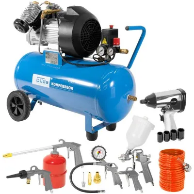 Güde Kompresor + sada pneumatického náradia 400/10/50 DG, 15dielna sada
