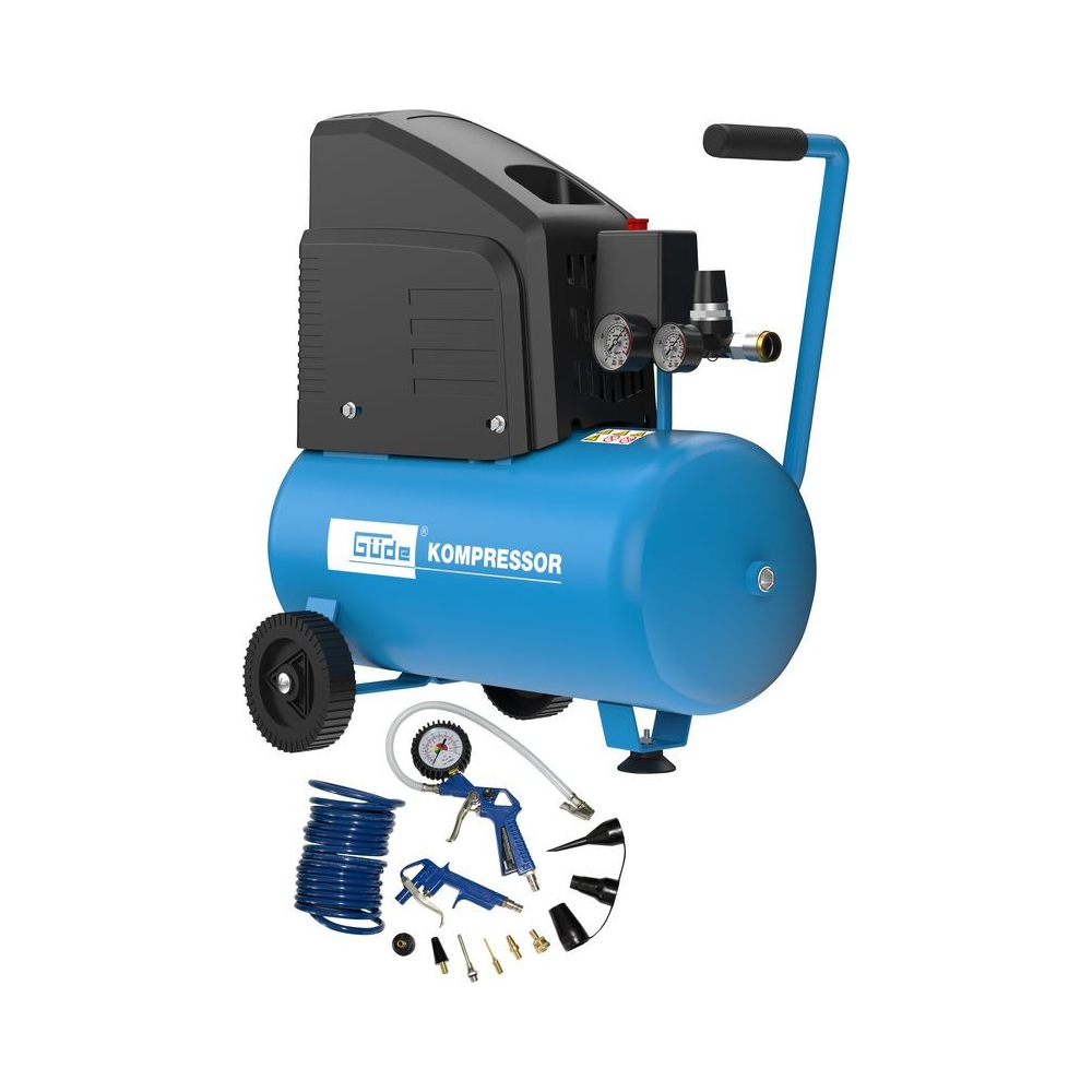 Güde Kompresor bezolejový + sada pneumatického náradia 220/08/24, 13-dielna sada