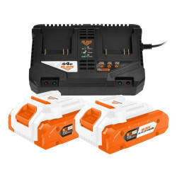 Ruris Dva akumulátory 20 V / 4 Ah Alfa UP 2400 s dvojitou nabíjačkou 44e