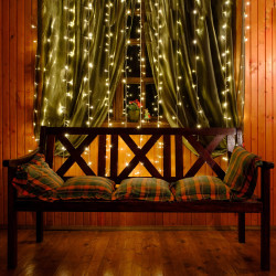 LED svetelný záves - 2x2m, 200LED, 8 funkcií, ovládač, pamäť, IP20, teplá biela