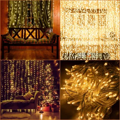 LED svetelný záves - 2x2m, 200LED, 8 funkcií, ovládač, pamäť, IP20, teplá biela