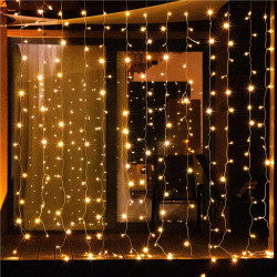 LED svetelný záves - 2x2m, 200LED, 8 funkcií, ovládač, pamäť, IP20, teplá biela