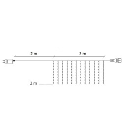 LED svetelný záves - 2x2m, 200LED, 8 funkcií, ovládač, pamäť, IP20, teplá biela