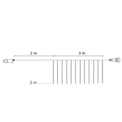 LED svetelný záves - 2x2m, 200LED, 8 funkcií, ovládač, pamäť, IP20, teplá biela