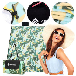 Pikniková deka 200x200 SPRINGOS PM052 zelená s listami