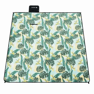 Pikniková deka 200x200 SPRINGOS PM052 zelená s listami