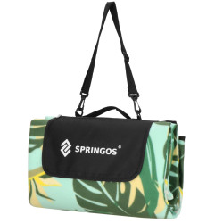 Pikniková deka 200x200 SPRINGOS PM052 zelená s listami