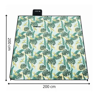 Pikniková deka 200x200 SPRINGOS PM052 zelená s listami