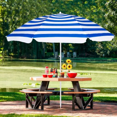 Záhradný slnečník 160 cm SPRINGOS VIVA BU0008 modro-biely