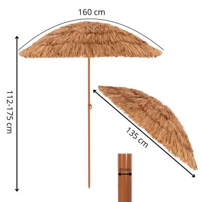 Záhradný slnečník 135 cm SPRINGOS HAVAJ BU0023 hnedý