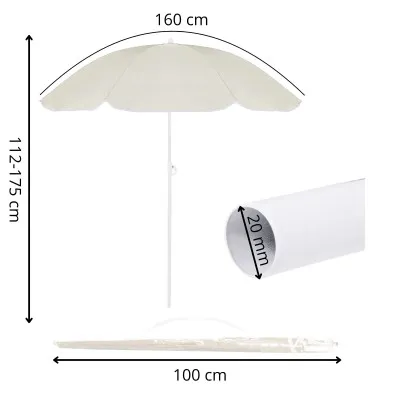 Záhradný slnečník 145 cm SPRINGOS CLASSIC BU0024 svetlo béžový