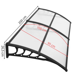 Vchodová strieška 200x95 cm SPRINGOS POLYROOF čierna transparentná