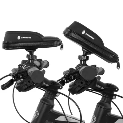 Taška na riadidlá bicykla s puzdrom na telefón SPRINGOS BA0093 čierna
