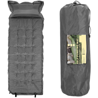 Samonafukovacia karimatka s vankúšom 193x66x3,5 cm SPRINGOS TERRA sivá