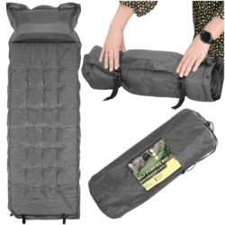 Samonafukovacia karimatka s vankúšom 193x66x3,5 cm SPRINGOS TERRA sivá