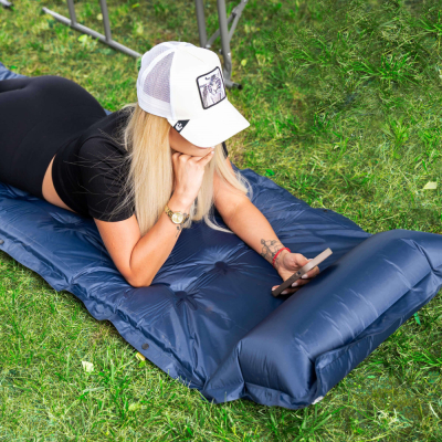 Samonafukovacia karimatka s vankúšom 193x66x3, 5 cm SPRINGOS TERRA modrá