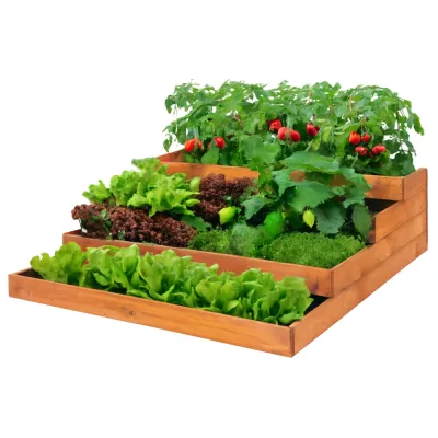 Vyvýšený záhon 4 poschodový 123x123 cm drevený SPRINGOS GB0001