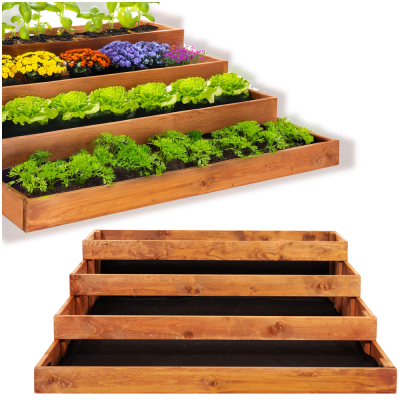 Vyvýšený záhon 4 poschodový 123x123 cm drevený SPRINGOS GB0001