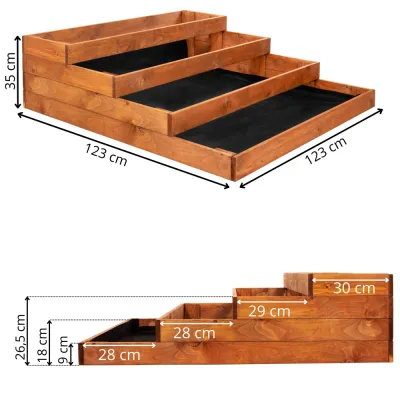 Vyvýšený záhon 4 poschodový 123x123 cm drevený SPRINGOS GB0001