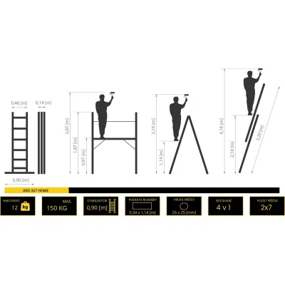 Multifunkčné lešenie 3m / 4,2m DRABEST ARD-2x7 HOME