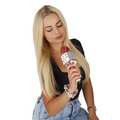 Bezdrôtový karaoke mikrofón s reproduktorom SPRINGOS KG0029 ružový