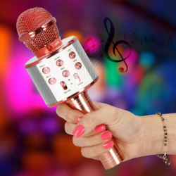 Bezdrôtový karaoke mikrofón s reproduktorom SPRINGOS KG0029 ružový