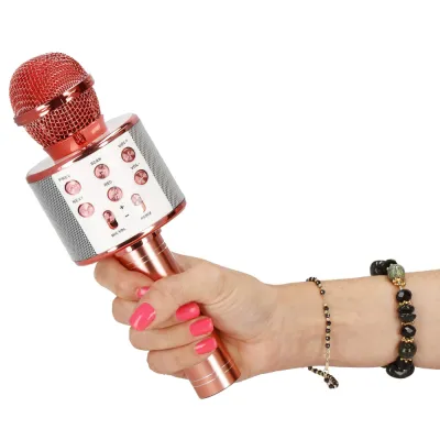 Bezdrôtový karaoke mikrofón s reproduktorom SPRINGOS KG0029 ružový