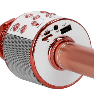 Bezdrôtový karaoke mikrofón s reproduktorom SPRINGOS KG0029 ružový