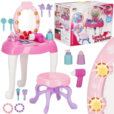Detský toaletný stolík so zrkadlom + príslušenstvo 19v1 SPRINGOS DRESSER