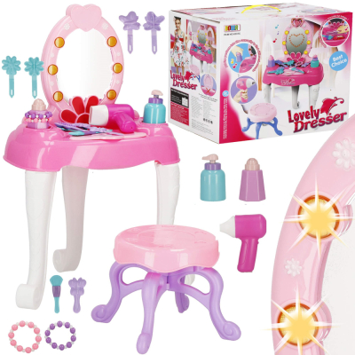 Detský toaletný stolík so zrkadlom + príslušenstvo 19v1 SPRINGOS DRESSER