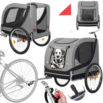 Vozík za bicykel pre psa SPRINGOS ROVERA sivý