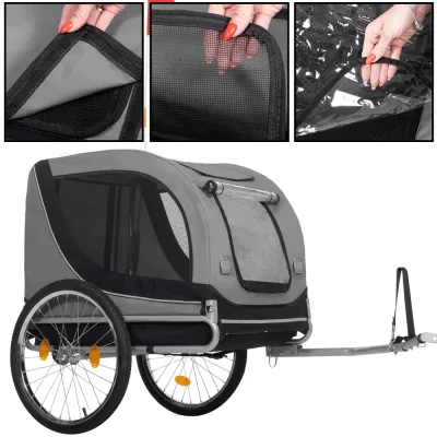 Vozík za bicykel pre psa SPRINGOS ROVERA sivý