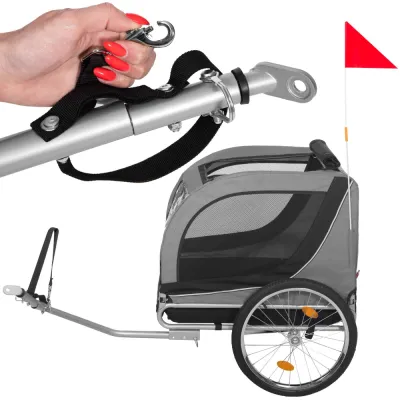 Vozík za bicykel pre psa SPRINGOS ROVERA sivý