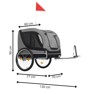 Vozík za bicykel pre psa SPRINGOS ROVERA sivý