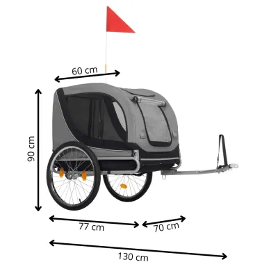 Vozík za bicykel pre psa SPRINGOS ROVERA sivý