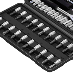 Sada 45 dielov nástrčných kľúčov s bitmi a račňou SPRINGOS MONTIX čierna