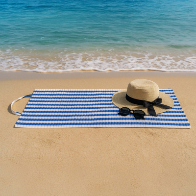 Plážová podložka 180x60 cm SPRINGOS PM0020 modro-biela