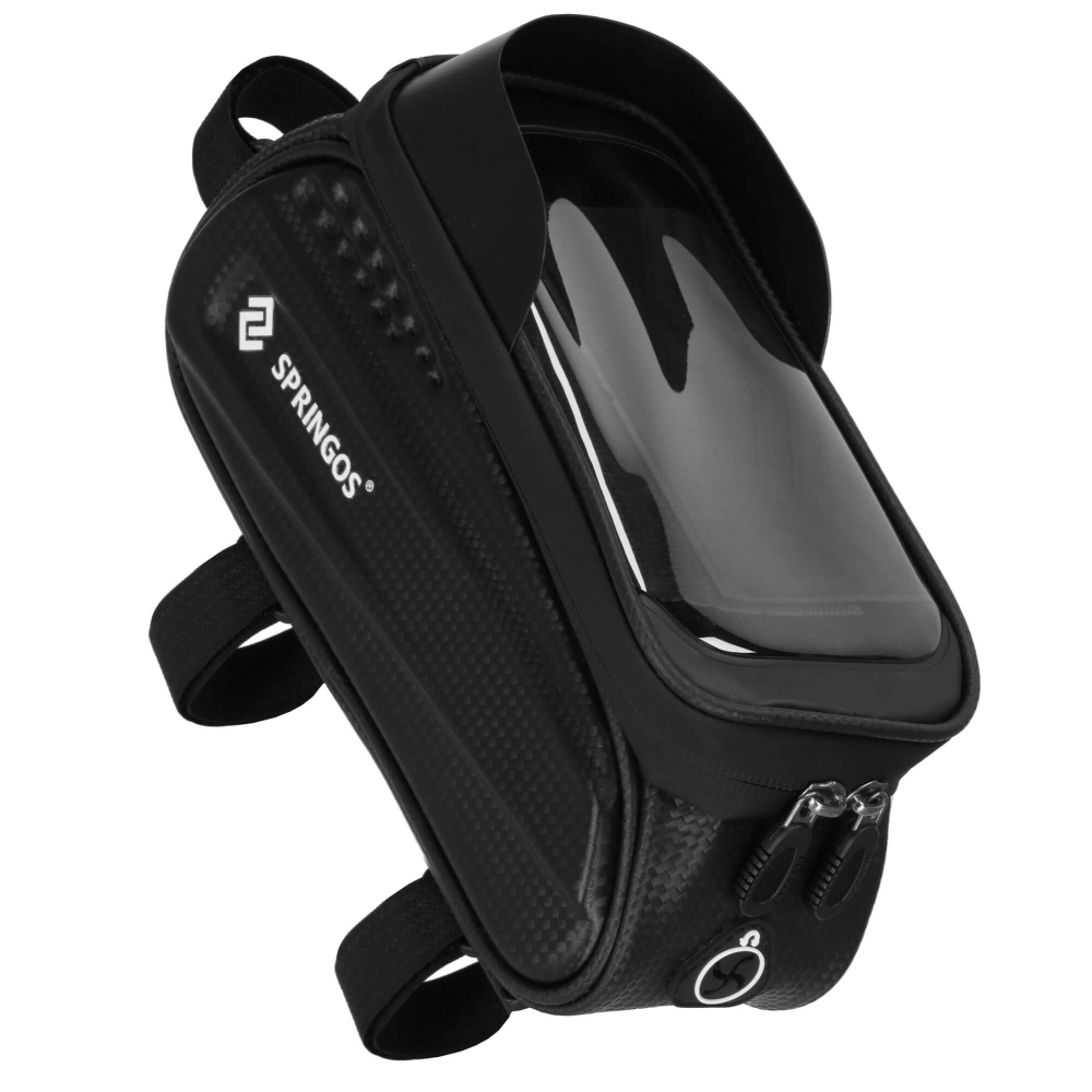 Braška na bicykel s miestom na telefón SPRINGOS BA0090 čierna