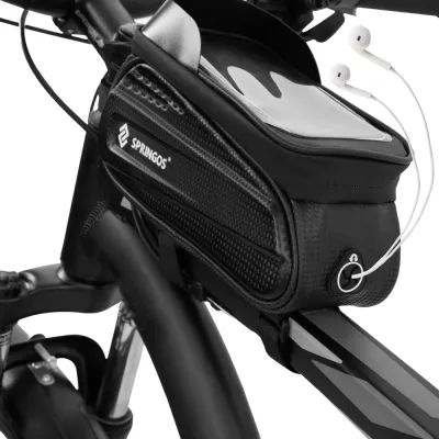 Braška na bicykel s miestom na telefón SPRINGOS BA0090 čierna