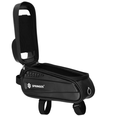 Braška na bicykel s miestom na telefón SPRINGOS BA0090 čierna