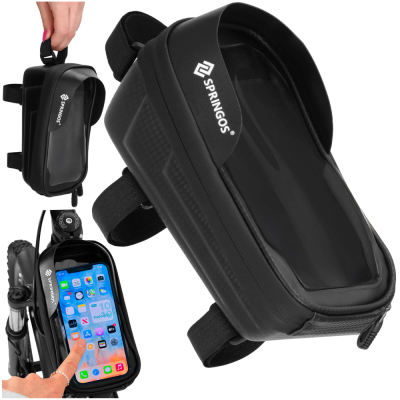 Braška na bicykel s puzdrom na telefón SPRINGOS BA0094 čierna