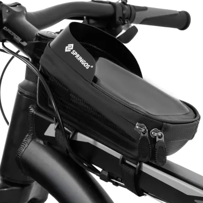 Braška na bicykel s puzdrom na telefón SPRINGOS BA0094 čierna