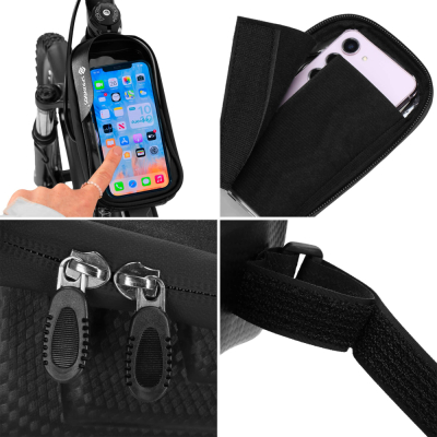 Braška na bicykel s puzdrom na telefón SPRINGOS BA0094 čierna